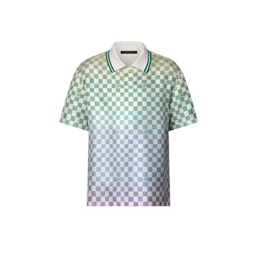 Louis Vuitton Damier Gradient Printed Silk Polo Shirt in Multicolour 1AGTPX