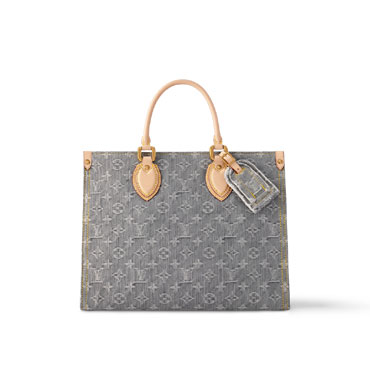 Louis Vuitton OnTheGo MM Monogram Denim in Grey M13189