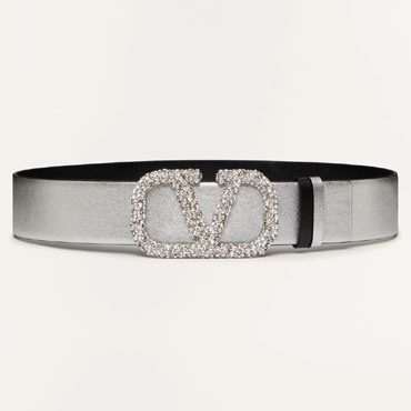 Valentino Reversible Vlogo Signature 40mm Belt in Silver 4W2T0S11DIF F76