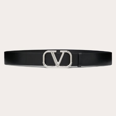 Valentino Vlogo Signature Calf Belt 40mm in Black 5Y2T0Q87SNP 0NO