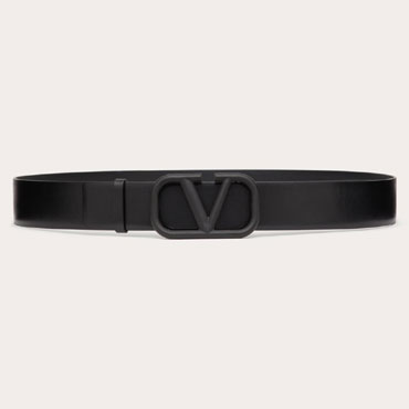 Valentino Vlogo Signature Calfskin 40mm Belt in Black 5Y2T0Q87WQG 0NO